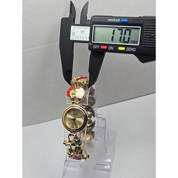 Jennie B Avon Christmas Slide Charm Bracelet Watch Gold Tone Quartz New Battery - Picture 5 of 9